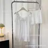 Verão 2026 Nova Cor Sólida Simples Moda Casual Confortável Estilo Fresco Seda de Gelo Seis Flores Camisola Feminina