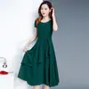 2023 nuevo verano estilo coreano ajustado adelgazante color liso falda Vestido de longitud media para mujer falda de encaje con cordones en A para mujer