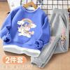 Vestido de Otoño para Niños 2024 Estilo Extranjero Moderno Falso de Dos Piezas Top de Cuello Redondo Suéter para Niños Medianos y Grandes Traje de Niña Vestido de Primavera