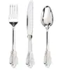 En stock Cubiertos de Mesa para Comida Occidental de Cuchillo, Tenedor y Cuchara Desechables Chapados en Oro traje Cuchillo, Tenedor y Cuchara de Oro Rosa en Relieve Cuchillo, Tenedor y Cuchara Plateados