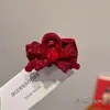 Pinza para el Cabello Roja de Año Nuevo con Lazo Medio Sujeto Accesorio para el Cabello para Mujeres, Pinza para el Cabello de Tiburón Occipital Post-Año Nuevo