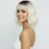 Pelucas Europeas y Americanas Transfronterizas para Mujer, Cabello Corto Rizado, Pelucas Completas Realistas de Cabello Humano, Mechas y Degradado de Cabello Sintético, Venta al por Mayor de Fábrica en Stock