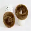 Zuecos de Estilo Nuevo para Otoño e Invierno con Cubierta de Algodón Cálida Extraíble de Pelo de Conejo Cachemir de Alta Densidad Morado