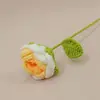 Buquê de Rosas em Crochê Gradiente Feito à Mão, Rosas Tecidas Simuladas, Presente para o Festival Qixi e Dia dos Professores, Flores Eternas