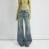 Coleção Outono 2026 Jeans Flare Americano Retrô de Cintura Baixa para Mulheres - Calça Jeans Versátil para Outono/Inverno