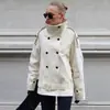 Nova Moda Outono e Inverno Europeia e Americana Casaco Trench Curto Jaqueta de Botões Duplos com Gola Alta com Senso de Design e Temperamento para o Dia a Dia 2025 Transfronteiriço