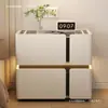 Mesita de noche inteligente, simple y moderna, multifuncional con carga inalámbrica y altavoz, gabinete de mesita de noche de madera maciza de lujo ligero para uso en el hogar del dormitorio