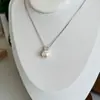 Zhenduo Ma Mailladsch Cadena de Plata S925 Collar de Perla Única Diana Cadena para Suéter Estilo Simple de Lujo Ligero Nicho