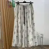 Pantalones culotte con volantes de temperamento veraniego que reducen la edad, retro, de algodón y lino, de cintura alta, informales, con estampado de estilo étnico, de algodón y lino, de pierna ancha, para mujer
