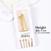 Pacote com 50 Velas Douradas com Números para Decoração de Bolo de Aniversário, Enfeites para Mesa de Sobremesa de Festa de Primeiro Aniversário Infantil