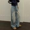 Pantalones de mezclilla azul claro desgastados estilo americano 2024 nuevo viento perezoso para parejas nicho todo partido