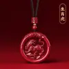 Palo de Sándalo Dorado Morado Colgante de los Doce Zodiacos Hebilla de Paz Collar de Dragón Colgante Adorno de Año de Nacimiento para Hombres y Mujeres Regalo