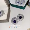 Anillo Versa estilo Chanel súper grande de huevo de paloma quilates traje chapado en oro completo diamante brillante moda todo partido nicho aretes