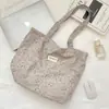 67267 Bolso tote retro estilo coreano con estampado floral oscuro, bolso de lona casual para estudiantes, adecuado para la escuela y el trabajo, gran capacidad, bolso de un solo hombro
