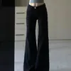 Calça Jeans Bootcut Preta para Mulheres Outono 2025 Nova Cintura Alta Efeito Emagrecedor Não Justa nas Pernas Versátil Solta Flare