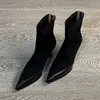 Botas de Tacón Fino con Punta Aguda Versátiles para Otoño e Invierno 2026 Color Marrón Botas de Ante Elástico Modernas Botas de Tacón Alto Estilo Retro
