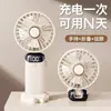 Ventilador de Mano N15 USB Mini Portátil Plegable Recargable con Pantalla Digital, Colgante para Cuello, de Escritorio, Larga Duración de Batería