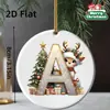 Nueva decoración navideña transfronteriza: Colgante acrílico 2D con letra y diseño de ciervo para árbol de Navidad y decoración navideña del hogar