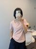 Exquisita Camiseta de Algodón Tencel con Cuello Cuadrado~~Estilo Minimalista Adelgazante con un Ambiente Elegante, Top de Camiseta Casual de Manga Corta