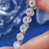 Pulseira de Moissanita para Meninas Prata Versátil Luxo Leve Corrente Tennis Cinco Pétalas Temperamento Simples Joia de Mão Venda por Atacado