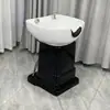 Cama de shampoo vertical bacia de shampoo para corte rápido tipo sentado pia de enxágue para salão de beleza pia de enxágue de shampoo para barbearia bacia de cerâmica