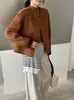 Abrigo de lana de doble cara estilo francés para mujer, otoño 2026, abrigo corto de lana cálido con cuello redondo para mujeres petite.