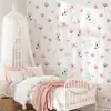 Br7030C Flores Pequeñas Rosa Claro y Azul Claro Ramas y Hojas Pegatinas de Pared para Habitación de Niña Pegatinas Decorativas de Pared Estilo Pastoral Romántico
