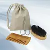 Kit de Aparar Barba Dropshipping Internacional Escova e Pente para Aparar Barba Conjunto Cuidados Masculinos com Bolsa de Armazenamento Presente de Exposição