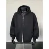 Sudadera cárdigan de peso pesado color liso estilo americano para hombre, chaqueta de otoño con doble cremallera, sudadera versátil de marca de moda de alta gama
