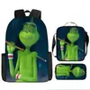Cabelo verde estranho Grinch transfronteiriço nova mochila dos desenhos animados bolsa de ombro bolsa de três peças bolsa caneta uma geração de cabelo