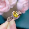 Anel Tesouro Amarelo Azul Natural Pedra Preciosa Grau 5A, Tamanho 5*7mm Prata 925 Incrustação Seiko Fábrica Direta Atacado