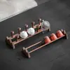 Estante para Tazas de Té de Madera de Nogal, Accesorios para Ceremonia del Té de Madera Maciza, Juego de Té para el Hogar, Accesorios de Almacenamiento con Secado y Drenaje para Tazas Kung Fu