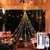 Luz de Cascada Estrella de Navidad Transfronteriza Cable de Cuero USB Luz de Agua Luz Colgante para Árbol Decoración Festiva para Patio Exterior Linterna