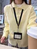 Cárdigan de Punto Amarillo Crema Reductor de Edad Dopamina para Mujer Otoño e Invierno de un Solo Botón con Solapa y Mangas Raglán