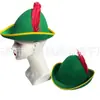 Chapéu verde pontudo triangular Verde St. Chapéu do Patrick chapéu de Hobbit chapéu dos Celtics decoração com pena