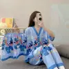 Kimono Nuevo Estilo al por Mayor Labubu Conjunto de Tres Piezas Pijamas Populares para Mujer Verano Comercio Exterior Transfronterizo Sudeste Asiático Ropa de Casa