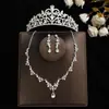 Coroa elegante de noiva Mori Super fada cocar conjunto de três peças novo colar acessórios de casamento brincos de aniversário casamento mulheres