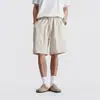 Pantalones Cortos de Cinco Puntos Cosidos en la Costura Lateral de Lyocell para Hombre, Ligeros de Verano, Ligeramente Arrugados, Transpirables, Casuales de Pierna Recta Suelta