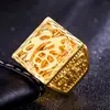 Anillo Doble Capa Estilo Águila Dorado Arena Vietnamita para Hombre, Cobre Ecológico Chapado en Oro Real, Anillo para Hombre, Joyería de Boda para Mujer