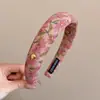 Cor Dopamina Aro de Cabelo de Aba Larga para Mulheres Topo Craniano Alto Pressão Cartão de Cabelo Verão Doce Bonito Faixa de Cabelo Acessórios de Cabelo com Sensação Avançada