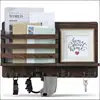 Estante de Madera Retro para Almacenamiento de Sobres de Correo Estante de Madera de Paulownia para Almacenamiento de Llaves Estante de Madera para Almacenamiento de Artículos Varios en la Pared