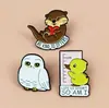 Búho Animal de Dibujos Animados Pato Amarillo Pequeño Broche Lindo Decoración de Letras Creativas Accesorios para Mochila Insignia de Metal
