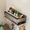 Prateleira de Cozinha Prateleira de Especiarias Sem Perfuração Doméstica Multifuncional Armazenamento de Especiarias Prateleira de Armazenamento de Especiarias de Parede