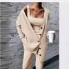 Conjunto de Tricô de Três Peças 2026 Primavera e Outono Transfronteiriço Amazon Novo Estilo Conjunto Feminino de Cor Sólida com Manga Longa