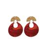Aretes Creativos de Resina Roja Ankesela Aguja de Plata Moda Retro Aretes Exagerados Más Fáciles de Combinar Aretes Casuales de Alta Gama para Mujer