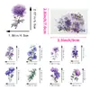 50 Piezas de Pegatinas Románticas de Flores Moradas Transparentes Impermeables para Decoración DIY de Fundas de Teléfono Móvil, Botellas de los Deseos y Vasos de Agua de Vidrio