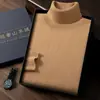 Suéter de cachemira de solapa alta para hombre, suéter de punto de cachemira pura informal de negocios para hombre, camisa de cachemira para hombre
