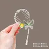 Novo Estilo Chinês Novo Clipe de Cabelo Bola de Flores Feminino Asas Borla Fivela de Rabo de Cavalo Parte de Trás da Cabeça Adorno de Cabelo