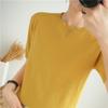 Algodão manga curta suéter feminino pescoço redondo primavera e verão solto base fina camisa algodão e linho T-shirt emagrecimento top atacado