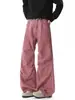 Pantalones de trabajo de algodón lavado color caqui para hombre, pantalones de otoño de carga pesada con pliegues, pierna ancha acampanados, pantalones casuales estilo high-street americano